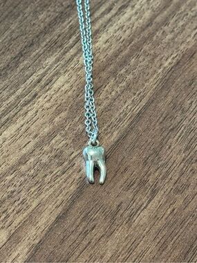 Hot Topic Silver Tooth Pendant Necklace